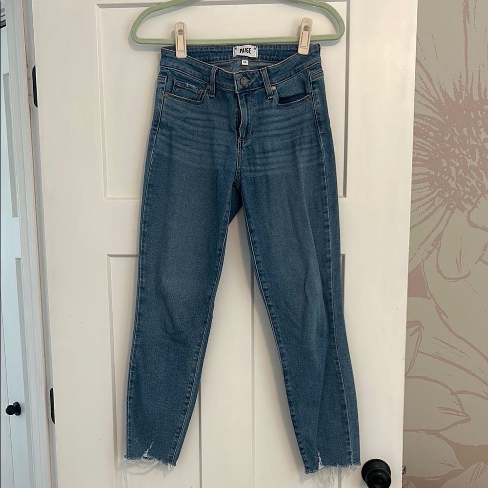 PAIGE Blue High-Waisted Ankle Jeans
